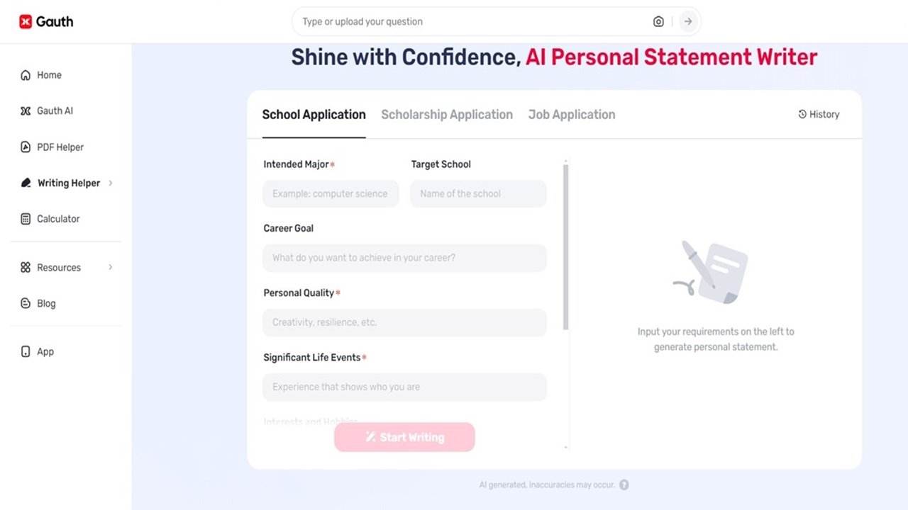 Personal Statement in Seconds: How Gauth Works It's Magic